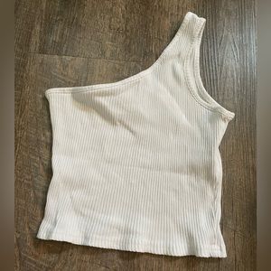White one shoulder crop top